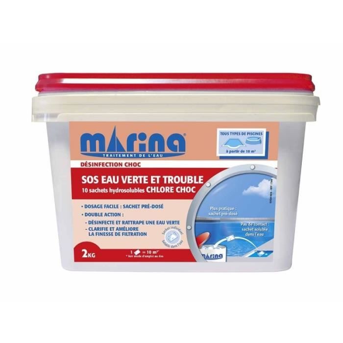 Chlore choc sachets SOS eau verte et trouble 2 kg - Marina