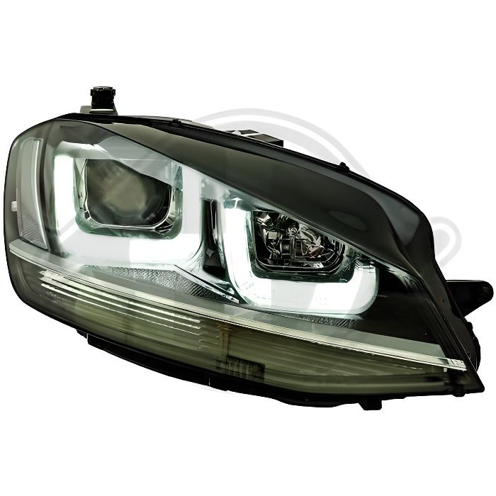 2216585 , Paire de Feux Phares Daylight LED noir avec ligne chromé pour VW Golf 7 Berline de 2012 a 2017