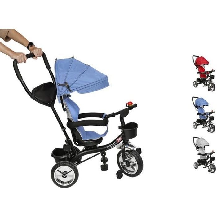 Yage. ( Bleu ) Tricycle Evolutif : 4 en 1 avec Housse de pluie + Roues Silencieuses + Anti-Pincement + Panier pour enfant bebe