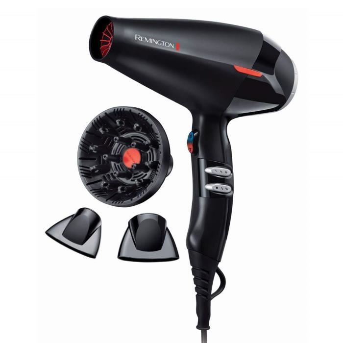 Remington Sèche-Cheveux Professionnel Ionique 2200W, Puissance Salon, 14 Températures, Air Frais, Fonction Turbo, Longue Durée de