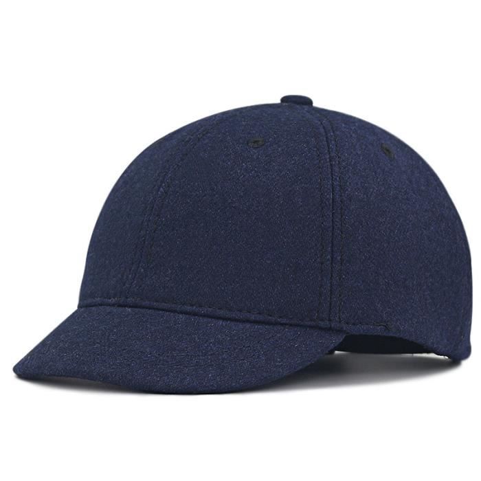 Marine Bleu 61-68cm -2019 hiver Grande Taille Casquettes De Baseball Vieux Hommes Chaud Visière Courte Laine Chapeau Grosse Tête Hom