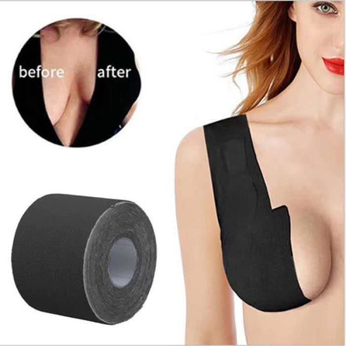 5M, patch de poitrine en tissu extensible sans couture confortable et sexy patch de mamelon de traction en silicone invisible,noir