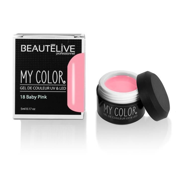 Beautélive Gel de couleur ongles UV et LED 18 - Baby Pink , Pot 5ml