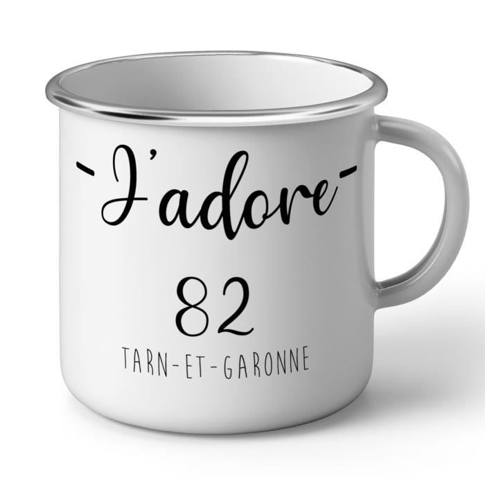 Mug en Métal Emaillé J'Adore 82 Tarn Et Garonne Departement France Region Montauban