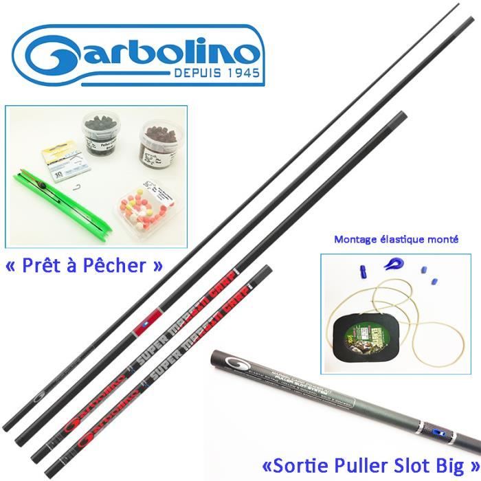 Pack complet Coup/Carpe/Carpodrome Garbolino super margin carp + Montage élastique + accessoires