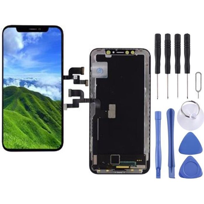 Ecran LCD et assemblage complet du numériseur (matériau OLED) pour iPhone X (noir)