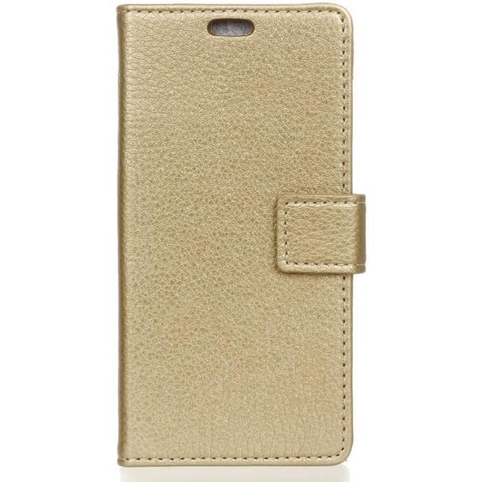 Étui pour Wiko Harry 2 (5,45 Pouces) PU Cuir Couverture Magnétique Housse Portable Le de Litchi Motif Stent Fonction Flip CuiTA