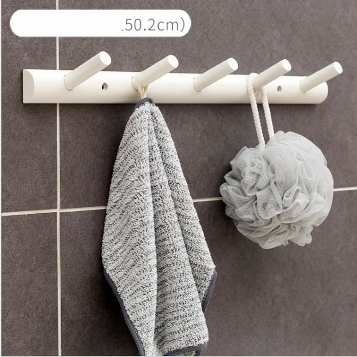 1pcs Porte-Manteau Mural en Bamboo avec 5 Têtes-blanc