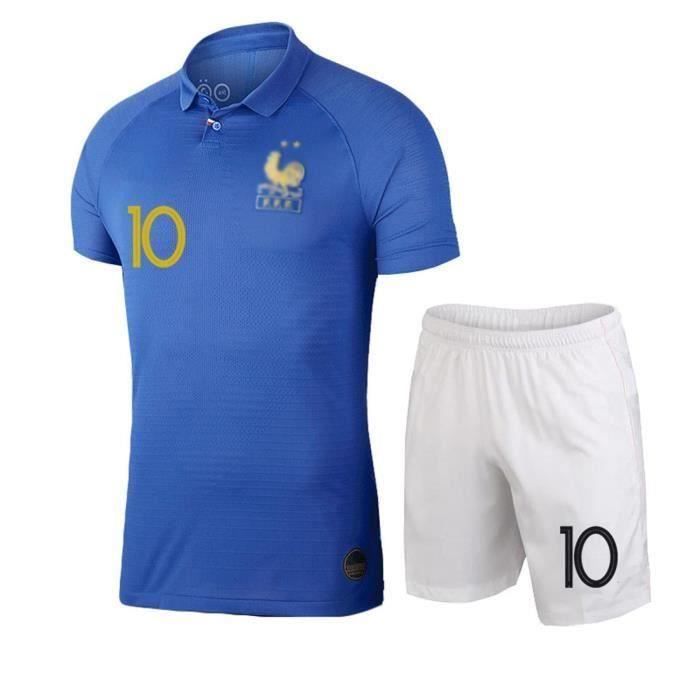 MBAPPE Enfant Maillot Equipe de france 2 étoiles, 100ème anniversaire France Commémoratif Maillot et Shorts de Football