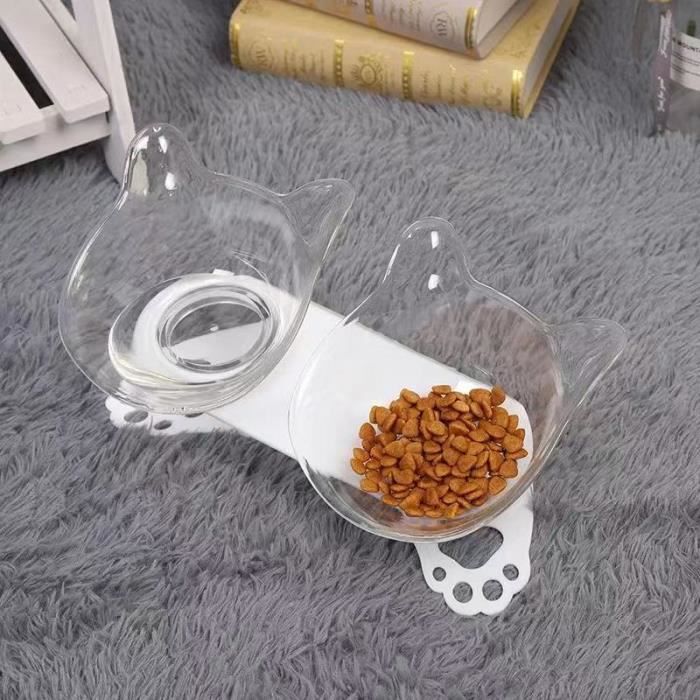 Double Bol De Chat, Gamelle Aliments Antidérapant Avec Support En Plastique Pour Les Chats Et Petit Chien