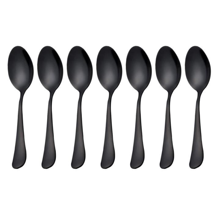 Cuilleres a cafe noires cuilleres a cafe, cuilleres a gateau en acier inoxydable Mini, cuillere a creme glacee, petites cuilleres