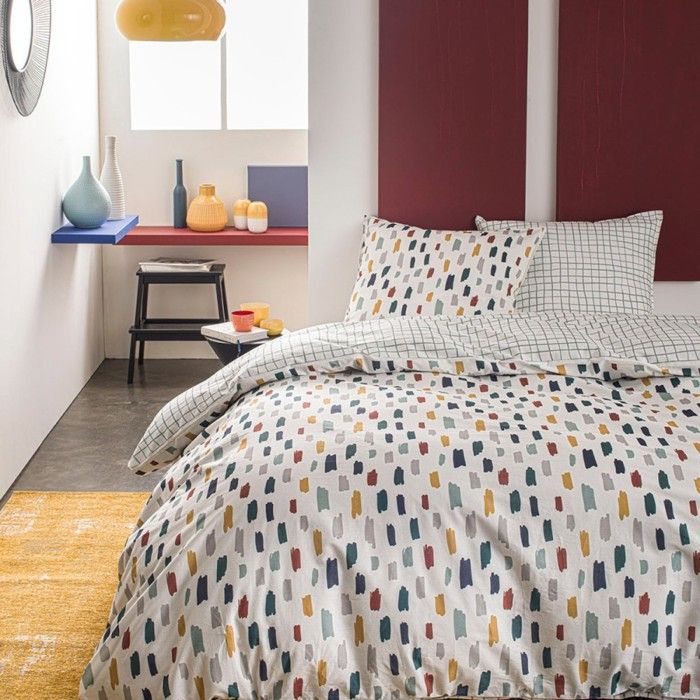 Housse de couette 240x260 Sunshine Hanko + 2 taies 100% coton 57 fils Blanc