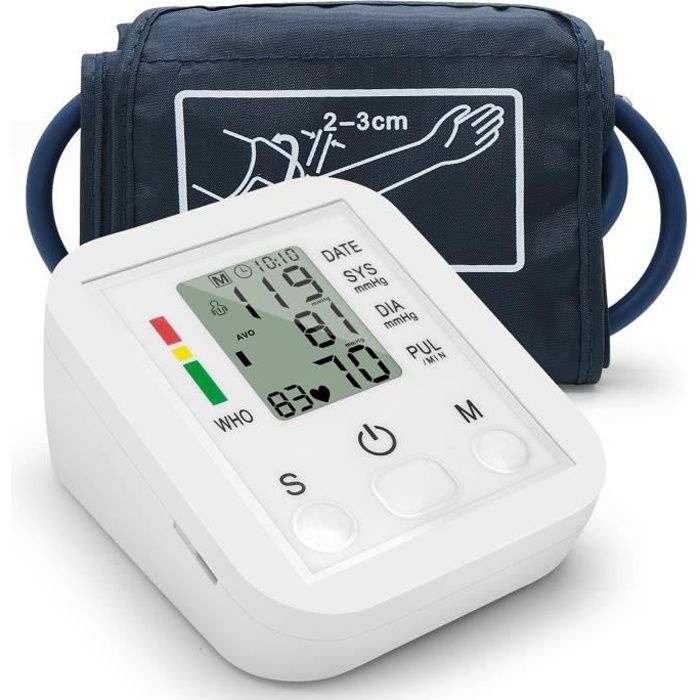 Tensiomètre électronique automatique de style bras supérieur avec grand écran LCD, Mesure précise, alimenté par batterie ou USB