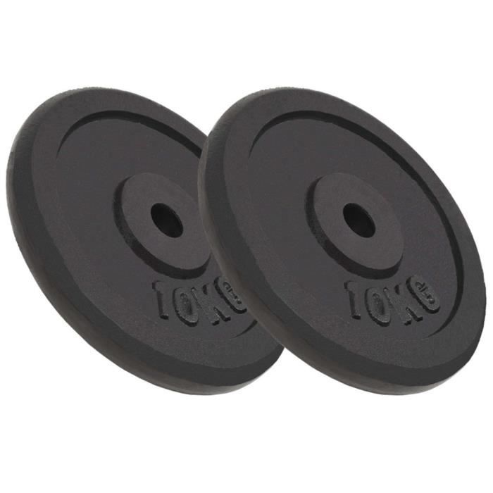 Plaque de poids 2 pcs 20 kg Fonte - Noir - Entraînement et fitness - Haltérophilie - Poids libres - Noir - Noir