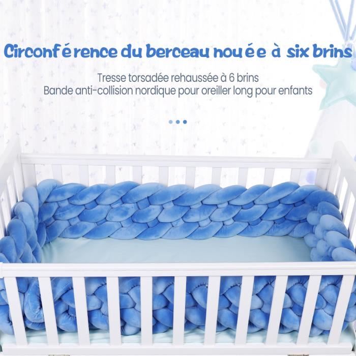 Tour de lit bebe 300cm MERKMAK - tour de lit tresse bebe fille et les garçon coussin serpent bébé rouge-orange-2