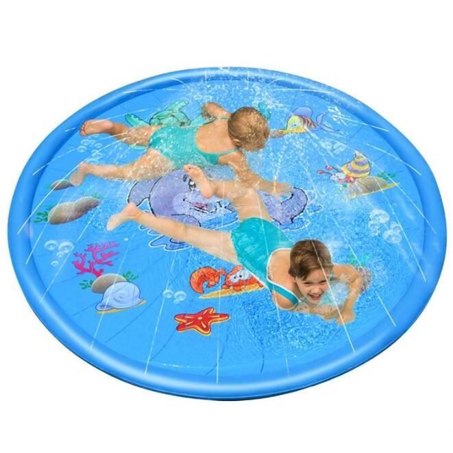 Tapis de Jet d'eau 001, 170cm Tapis De Pulvérisation Eau Piscine pour Enfant,Splash Sprinkle Play Pad Mat avec Jet Fontaine et Tréso
