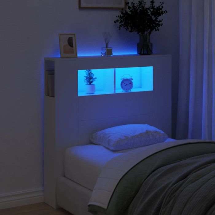 vidaXL Tête de Lit à LED Tête de Cadre de Lit Accessoire de Lit Simple Meuble de Chambre à Coucher Maison Intérieur 837330