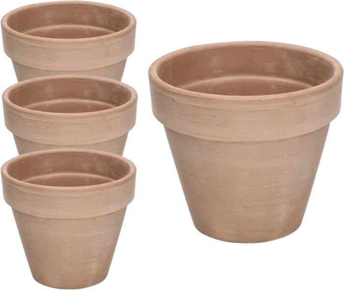 Lot de 4 pots de fleurs en terre cuite Moka - 13 cm avec bord - Pour l'intérieur et le jardin - KOTARBAU®