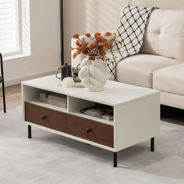 Table Basse LED Laquée Noire Avec Télécommande - 20 Couleurs, 19 Modes, 110x60x40 Cm, étagère - 10
