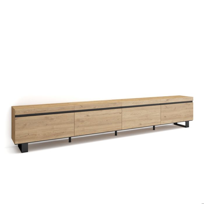 Meuble TV Banc Télé 320x35x57 cm TV grand format Design industriel Chêne RF3629 Meuble TV Banc Télé 320x35x57 cm TV grand format Design industriel Chêne RF3629