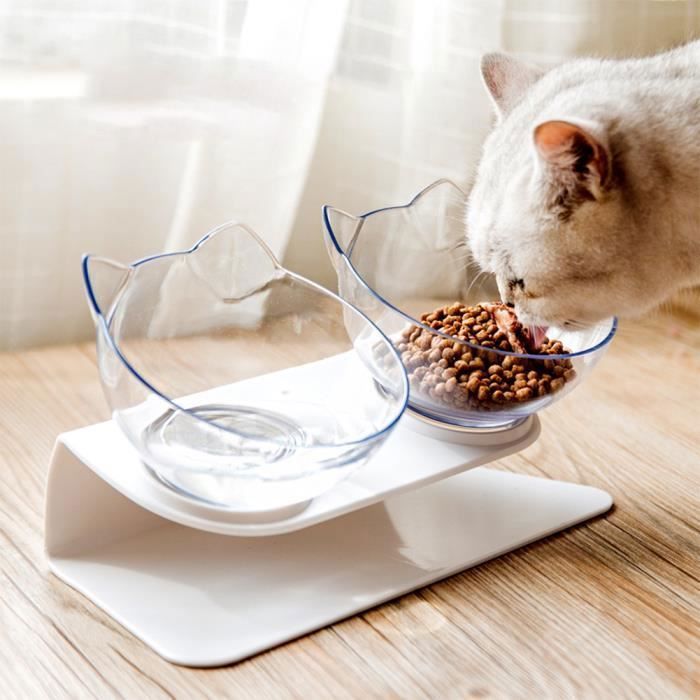 Comparer les prix de Double gamelle chat chien plastique Transparent Moyen Rond Intrieur Repas wake