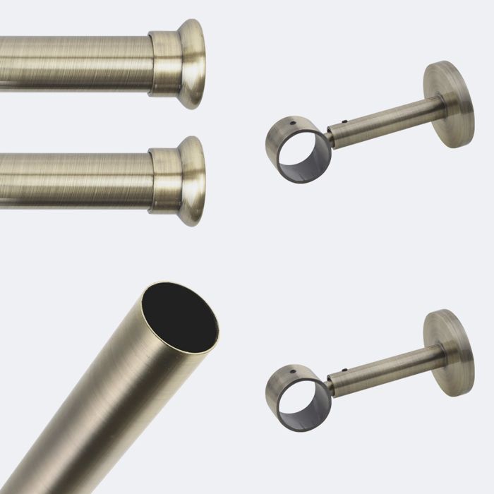 Kit tringle rideaux Bronze 150cm Ø28mm Chapeau - Mur - Boulet