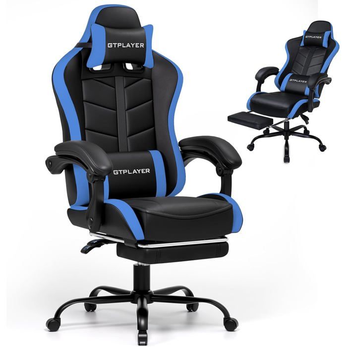 Fauteuil Gaming Chaise Gaming Ergonomique Avec Repose Pieds Appui Tête Réglable Support Lombaire - vue 2