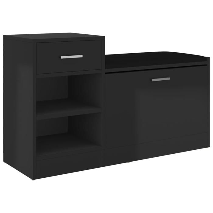 Bonne qualité - Banc à chaussures - BONNIE - Commode à chaussures Noir brillant 945x31x57cm - Aggloméré - Meuble dentrée Coffre