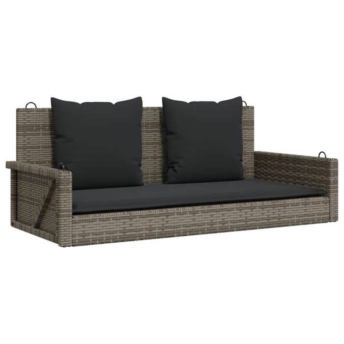 Bonne qualité Meuble dextérieurChaise de jardin BONNIE Balancelle avec coussins 119x56x48cm résine tressée DECO