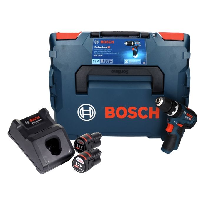 Perceuse visseuse à percussion sans fil Bosch GSB 12V 35 35 Nm Brushless 2 Batteries 30 Ah