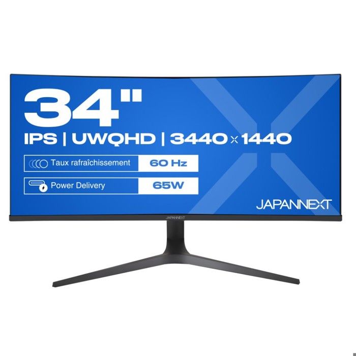 Moniteur bureautique JAPANNEXT JN IPS340UWQHD60C C65W HS 34 incurvé Dalle IPS USB C