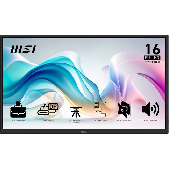 MSI PRO MP165 E6 téléviseur et moniteur portables Moniteur portable 39 6 cm 15.6 LED 1920 x 1080 pixels Neuf - vue 4