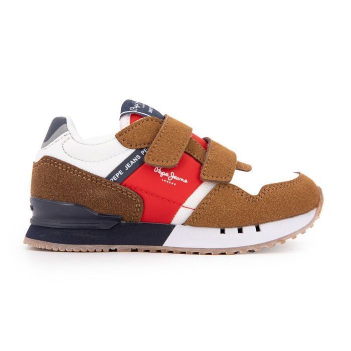 Pepe Jeans Baskets à scratch london nut brown suédine Enfant PEPE JEANS