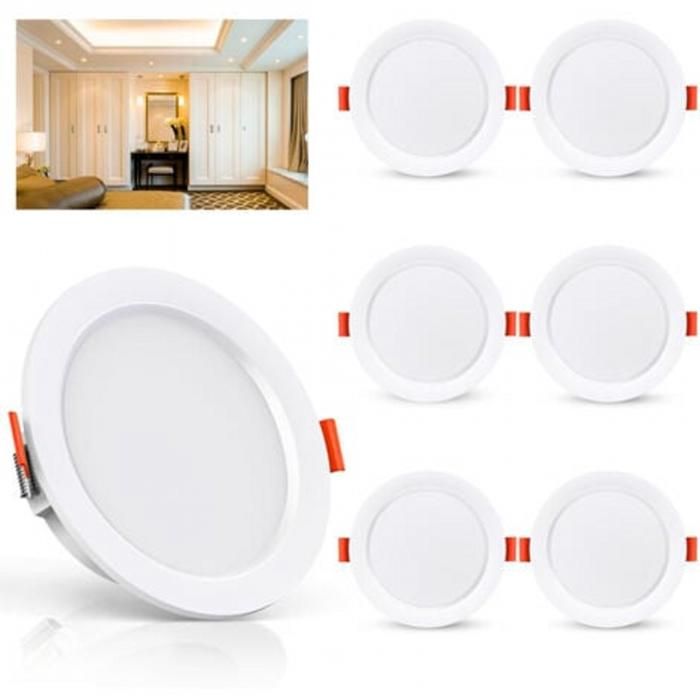 Lot de 6 Spot LED Encastrable 6W 500Lumen Equivalent 50W Incandescence 3000K Blanc Spot Led Extra Plat Pour Salle de Bain