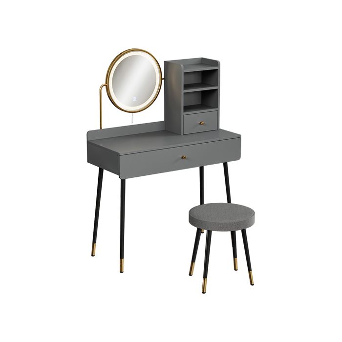 Coiffeuse Mirela 90cm avec miroir LED et tabouret Gris Vicco 56652