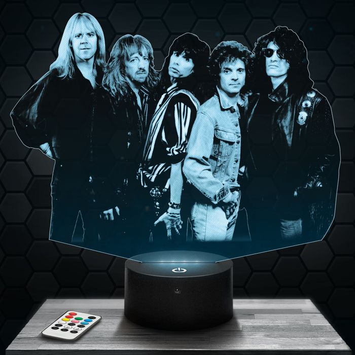 Lampe 3D - Aerosmith - Accessoire Merch Cadeau Aerosmith - Veilleuse Led Tactile avec socle au choix et télécommande