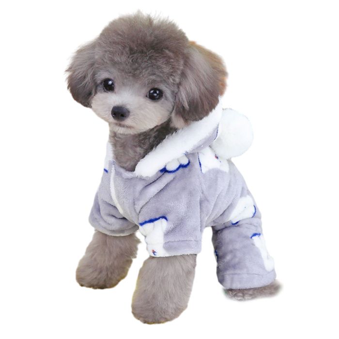 Pull dhiver chaud en flanelle pour chien et chiot vêtement pour animal de compagnie tenue mignonne pour chat (gris)