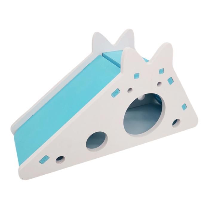 Maison bois hamster bleu : repaire habitat escaliers. Espace jeu/refuge sécurisé parfait petits animaux compagnie
