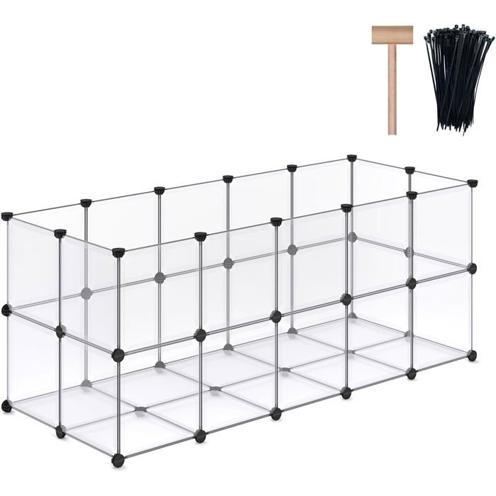 Parc pour animaux - DINMO - 155 5 x 63 1 cm - Portable et extensible - Transparent - Hauteur 60 cm