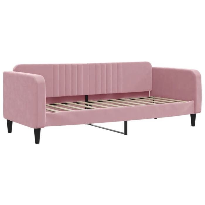SALE 2026Cade de lit de repos enfants et jeunes - 1 place - 223x90x75cm rose 80x200cm velours 27.2 Kg 533513