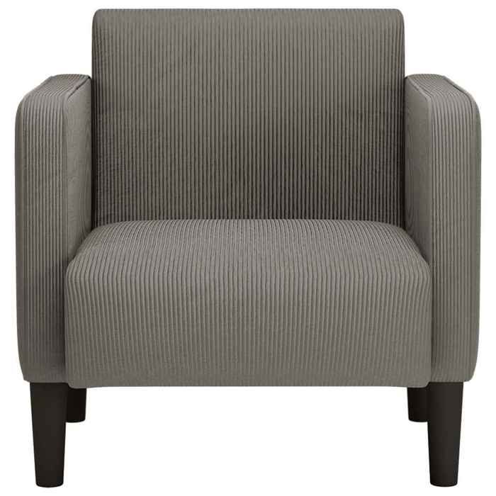 Gris1 PC Canapé-Chaise accoudoirs - SOLOMON - Fauteuil simple - gris clair 54 cm tissu velours côtelé FF3111