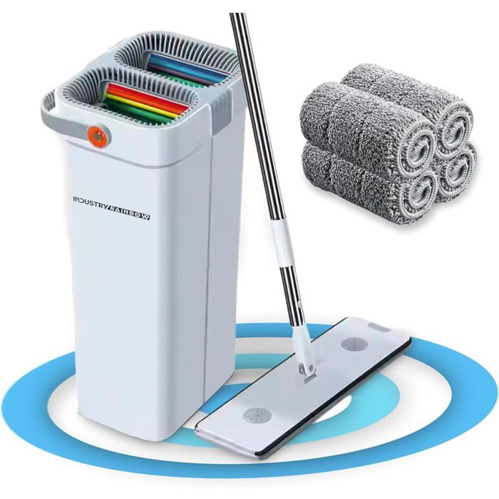 Balai Serpillère Plat en Microfibre et Seau Essoreur