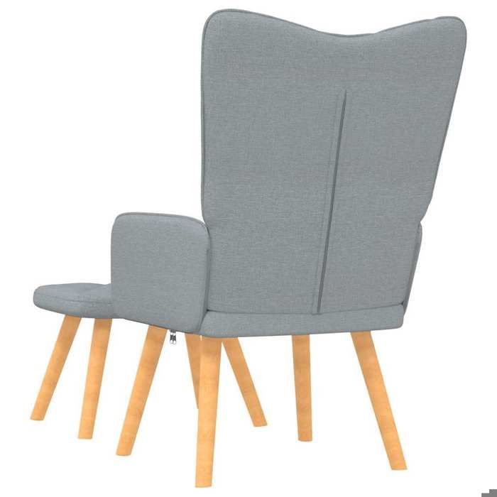 TOP 2026 Chaise de relaxation - Fauteuil 1 place - avec tabouret - Gris clair Tissu - 61.5x69x95.5 cm FF4198
