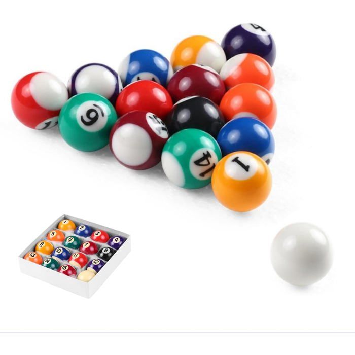 SPYMINNPOO Mini Boule de Billard, 25mm Mini Boule de Billard Ensemble Complet de 16 Boules Ensemble de Boules de Table de Billard en RéSine de AméRicain Accessoires