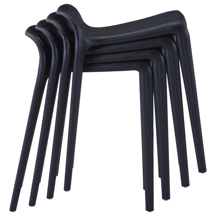 SOLDES DHIVER®Tabourets empilables - Chaise de Salonmax charge 110kg 365 x 41 x 545 cm - ensemble de 4 noir plastique 332393