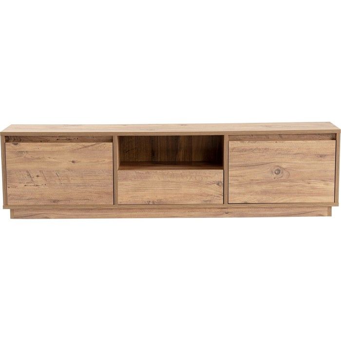 Meuble TV 3 portes 1 niche effet bois 160 cm - Noane Meuble TV 3 portes 1 niche effet bois 160 cm - Noane