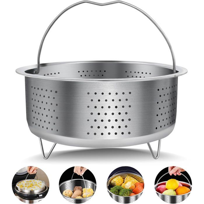 Panier vapeur en acier inoxydable - DOK - 20 cm - Acier inoxydable 304 - Poignée antidérapante - Trous daération denses