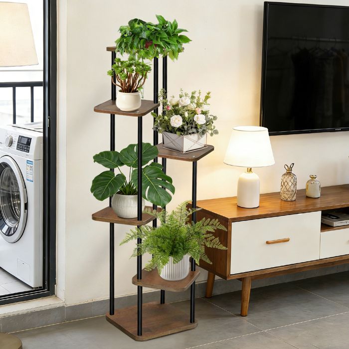 JEOBEST Support Plantes Étagère Plante Métal 6 Niveaux Porte Plante Extérieur Pour Terrasse Jardin Balcon Salon Chambre