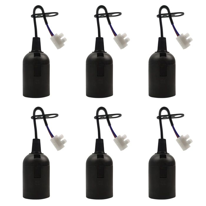 6 Douille E27 Support Dampoule 4A 250V Douille Ampoule Rechange pour Ampoules à Incandescence et Ampoules LED (max.60W/ Noir)