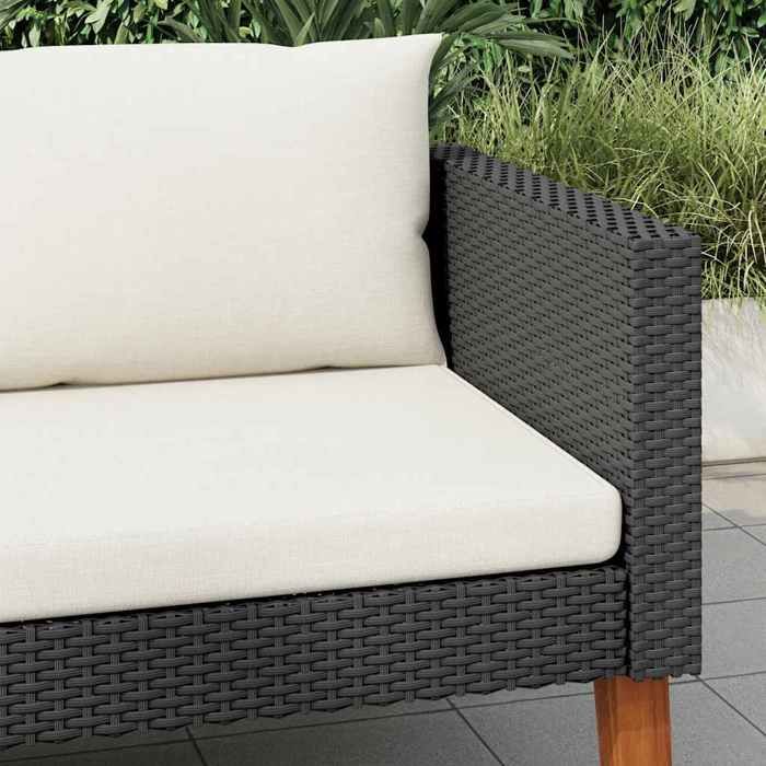 Canapé simple de jardin - moderne - MEUBLE JARDIN - avec coussins Résine tressée Noir CC26